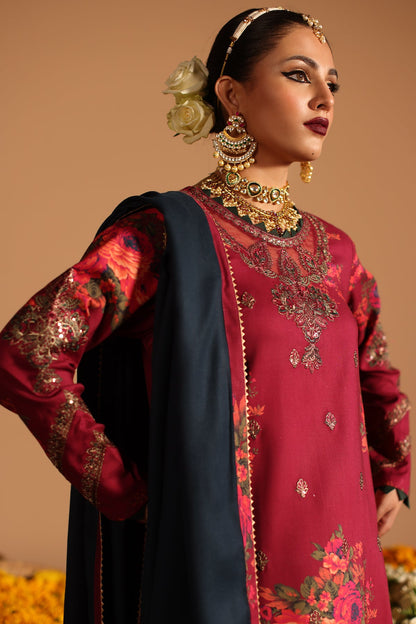 Pehnawa Ethnics 3-Piece Unstitched Embroidered Ensemble with Premium Wool Shawl