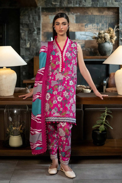 3 Pc Gul-e-Rang Pink and Multi-Hued Ensemble