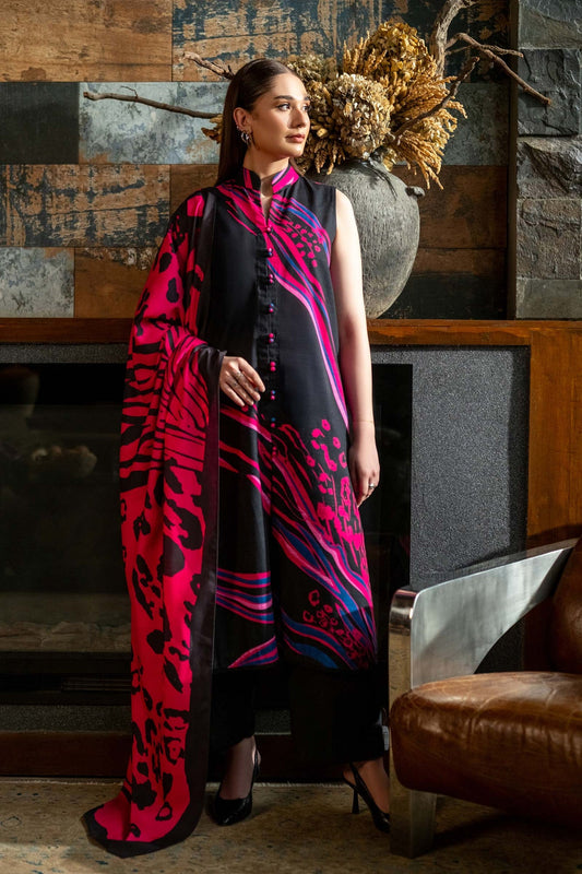 3 Pc Shab-e-Gul Black and Pink Ensemble