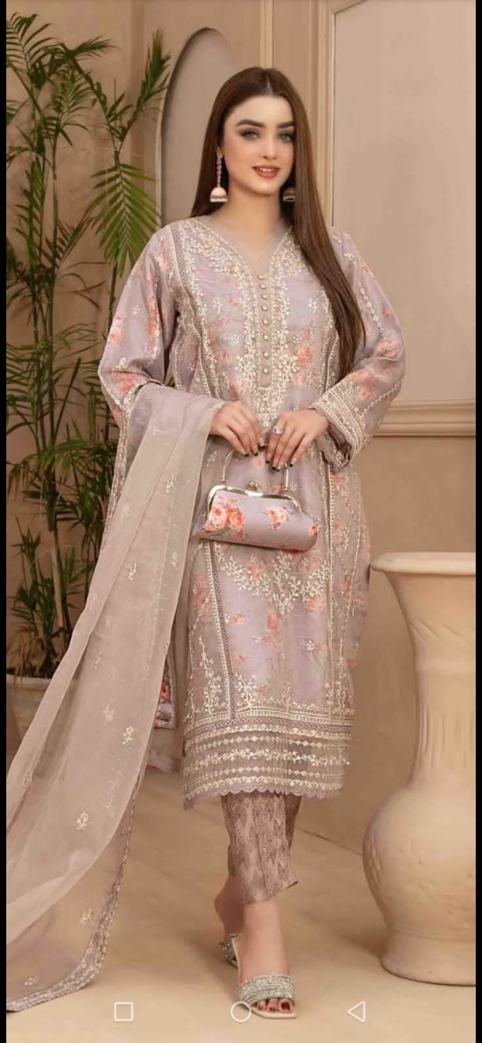 Light Grey Shalwar Kameez with Embroidery